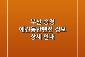 부산 송정 애견동반펜션 정보 – 상세 안내