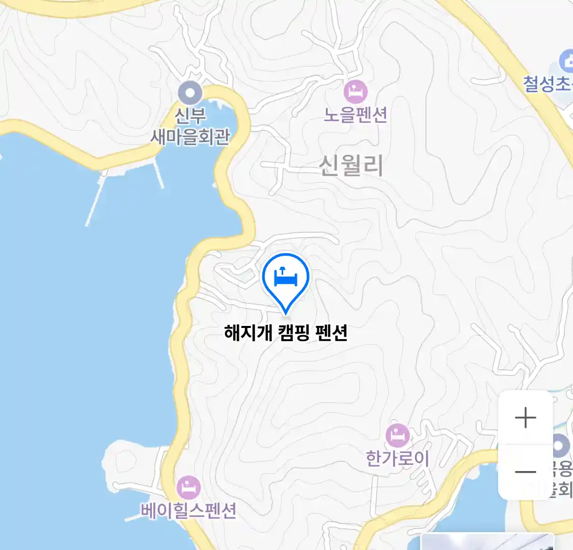해지개 캠핑 펜션 지도
