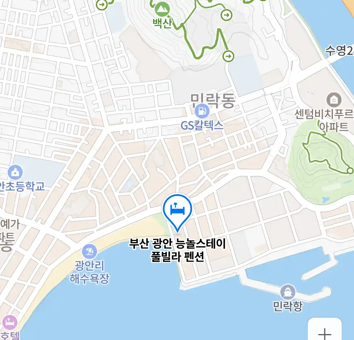 부산 광안 능놀스테이 풀빌라 펜션 위치