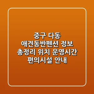 중구 다동 애견동반펜션 정보 총정리: 위치, 운영시간, 편의시설 안내