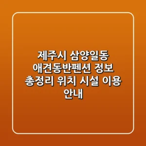 제주시 삼양일동 애견동반펜션 정보 총정리 - 위치, 시설, 이용 안내