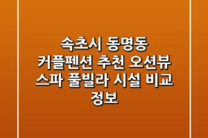 속초시 동명동 커플펜션 추천: 오션뷰, 스파, 풀빌라 시설 비교 정보