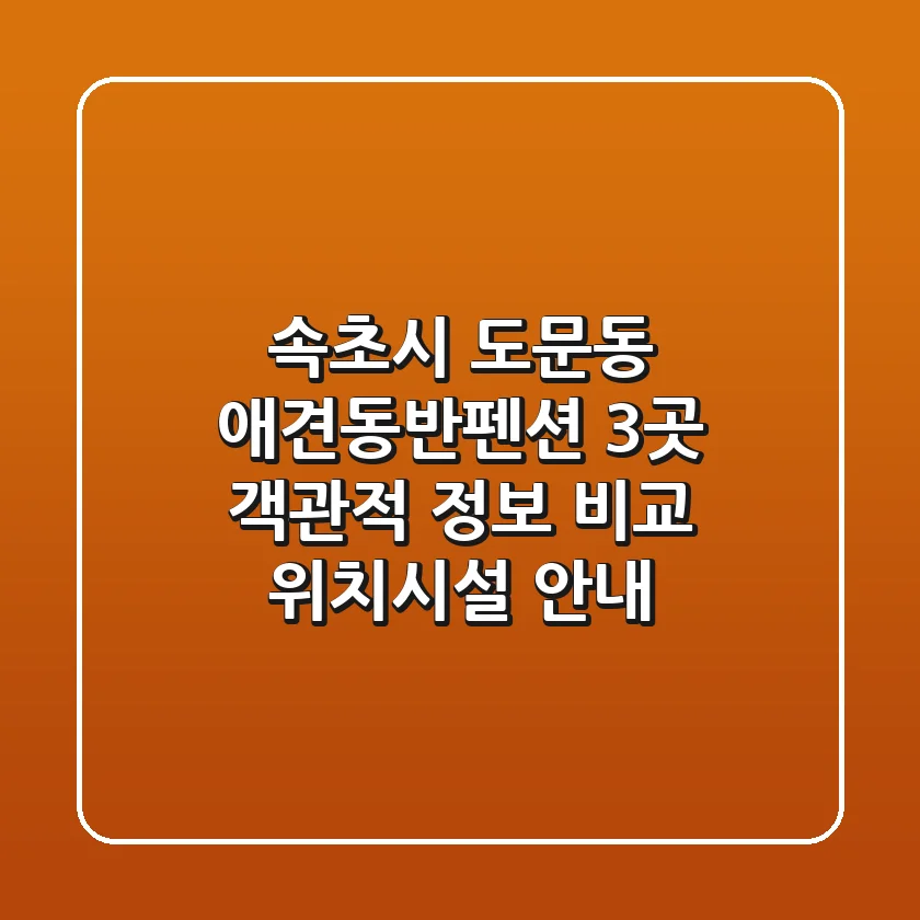 속초시 도문동 애견동반펜션 3곳 객관적 정보 비교 - 위치/시설 안내