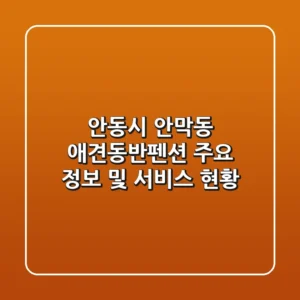 안동시 안막동 애견동반펜션 주요 정보 및 서비스 현황