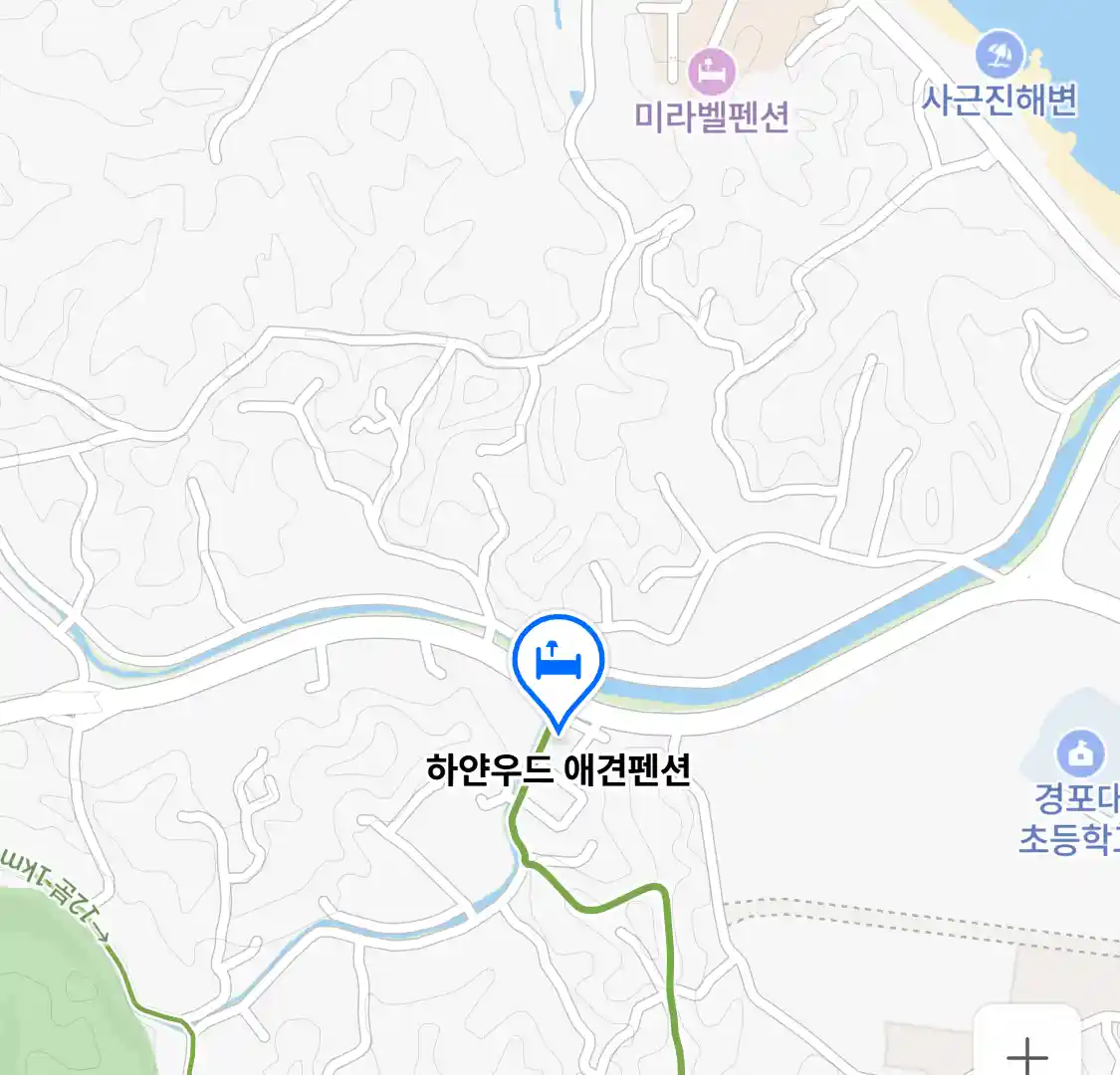 강릉시 저동 애견동반펜션_하얀우드 애견펜션 위치