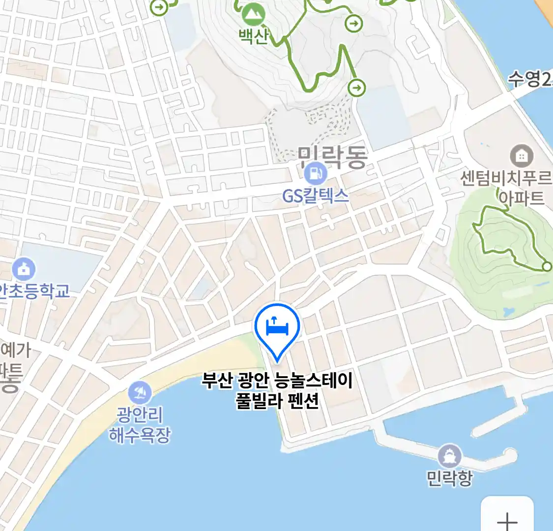 부산 광안 능놀스테이 풀빌라 펜션 위치