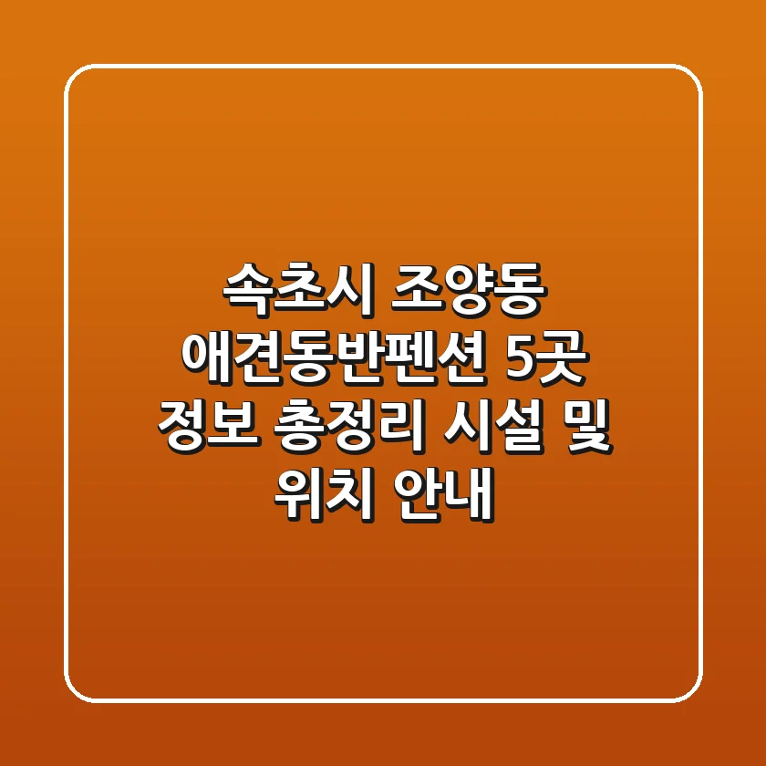 속초시 조양동 애견동반펜션 5곳 정보 총정리 - 시설 및 위치 안내