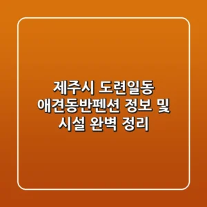 제주시 도련일동 애견동반펜션 정보 및 시설 완벽 정리