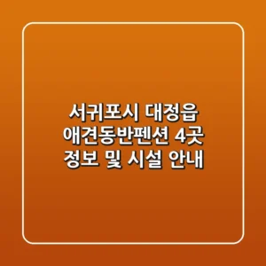 서귀포시 대정읍 애견동반펜션 4곳 정보 및 시설 안내