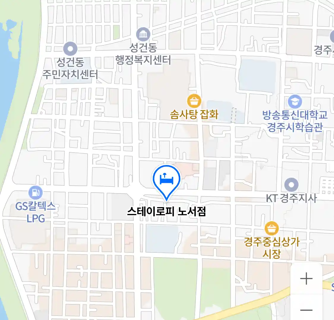 경주시 황오동 애견동반펜션_스테이로피 노서점 위치